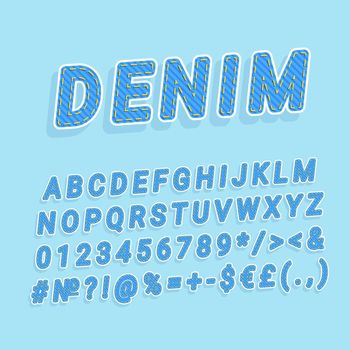 Denim vintage 3d vector alphabet set