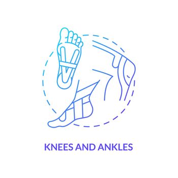 Knees and ankles blue gradient concept icon