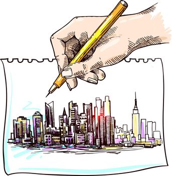 city sketch vector