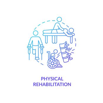Physical rehabilitation blue gradient concept icon