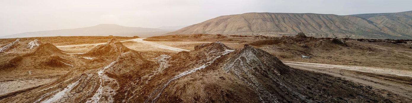 Panoramic view of mud volcanoes, Gobustan