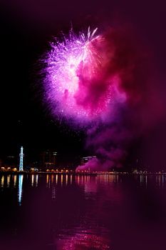 Fireworks in the night sky, Baku