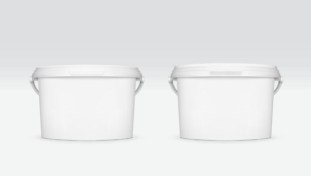 Realistic White Plastic Bucket Jar