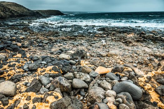 lava stones on Lanzarote seashore