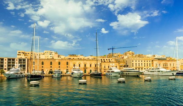 yachts anchored in Valletta bay