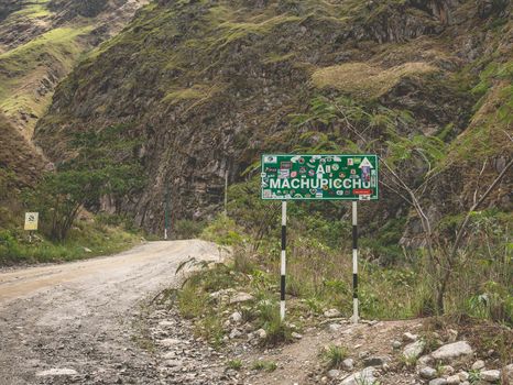 Road sign of Machupicchu