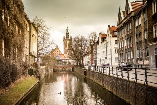 canal in the old town of Gdansk, Poland