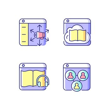 Launching online services RGB color icons set
