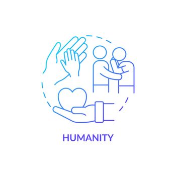 Humanity against people suffering concept icon.