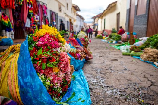 Street flower market in Peru