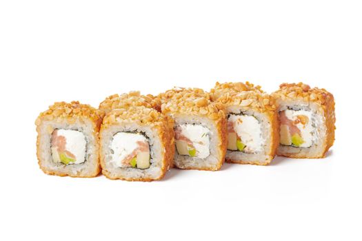 Japaneese food sushi roll isolated on white background