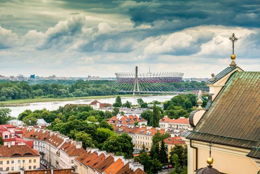 old city and the stadium in Warsaw