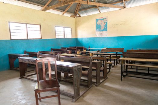 simple class room in village school in Zanzibar