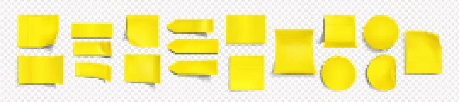 Yellow stickers of different shapes with curl edge