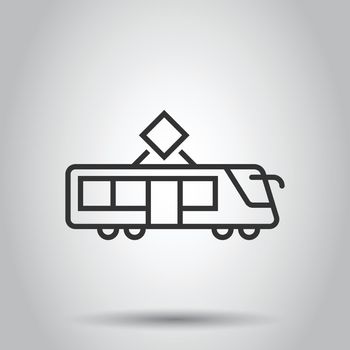 Metro icon in flat style. Train subway vector illustration on white isolated background. Railroad cargo business concept.