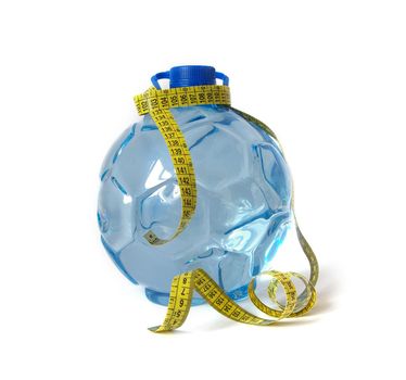 Plastic water bottle and tape measure