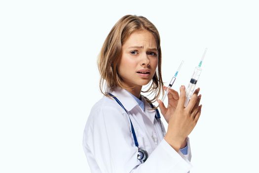 female doctor white coat research analyzes laboratory diagnostics