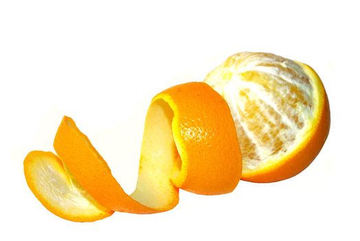 Orange with curly peeled skin