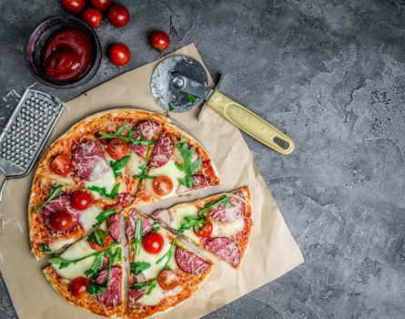 homemade pizza with salami