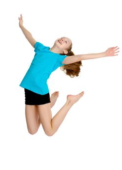 Girl gymnast jumping.