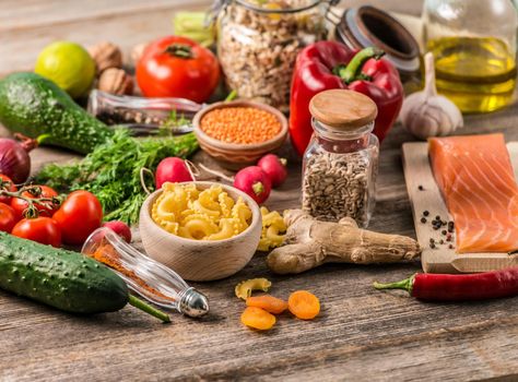 Plenty of foods, healthy organic nutritious diet