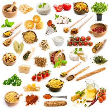 food ingredients Italian cuisine on a white background