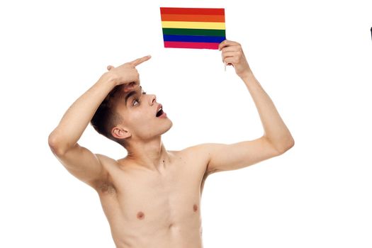 man with lgbt flag transgender community discrimination