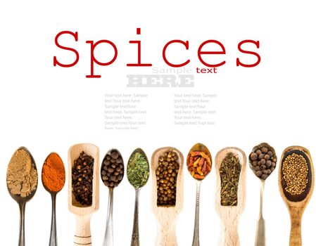 spoons with herbs and spices