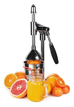 Mechanic juicer for citrus fruits isolated on white