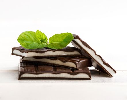 mint chocolate with mint leaves