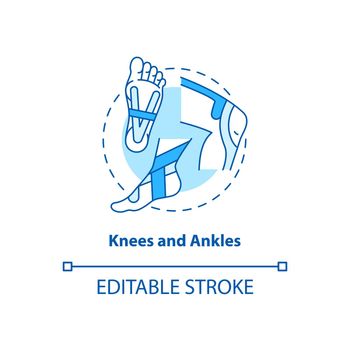 Knees and ankles turquoise concept icon