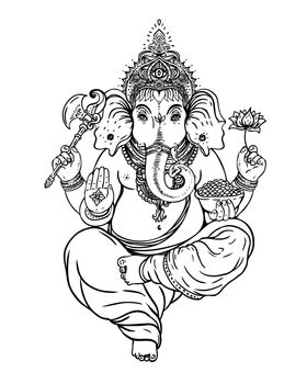 Hindu Lord Ganesha. Vector illustration.