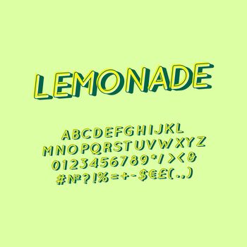Lemonade vintage 3d vector alphabet set