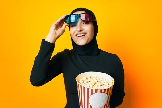 arab woman 3D glasses entertainment emotions ethnicity model