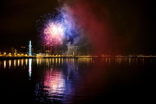 Fireworks in the night sky, Baku