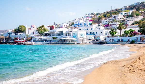 Awesome scenery of tranquoise seacoast and mountanious greece island