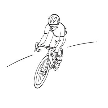 line art professional road bicycle racer in action illustration vector isolated on white background