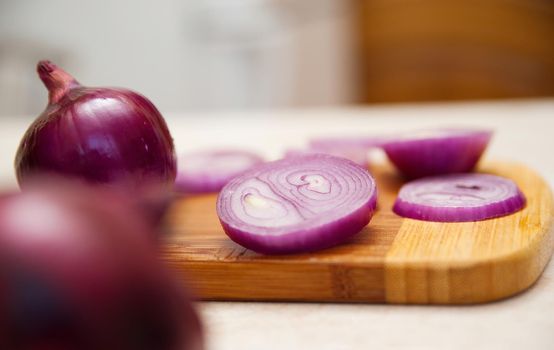 Close-up of fresh red onions