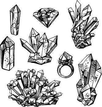 sketch of crystals