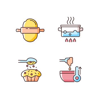 Cookery instructions RGB color icons set