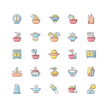 Cooking instruction RGB color icons set