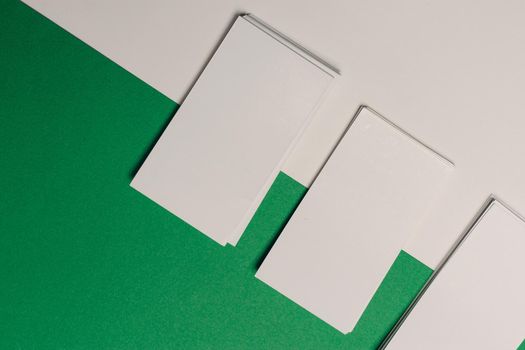 white business cards documents colorful background office copy-space