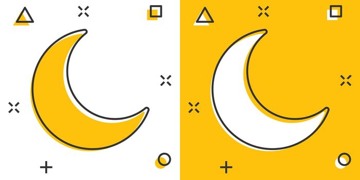Vector cartoon nighttime moon and stars icon in comic style. Lunar night concept illustration pictogram. Moon business splash effect concept.