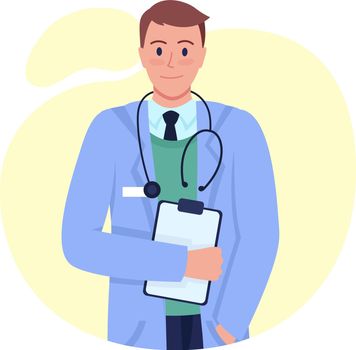 General care doctor semi flat color vector character