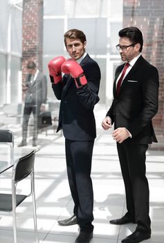 lawyer advises the businessman in Boxing gloves