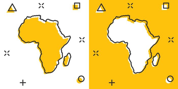 Cartoon Africa map icon in comic style. Atlas illustration pictogram. Country geography sign splash business concept.