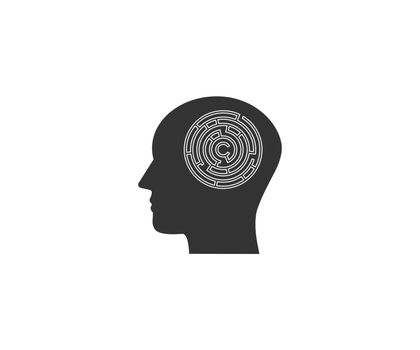 Head, maze, strategy icon on white background. Vector illustration.