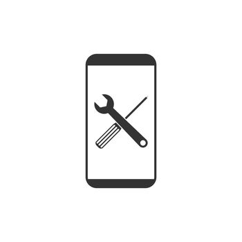 Repair, service, smartphone icon. Vector illustration, flat design