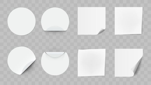 Blank White Round Adhesive Stickers With Curved Corner