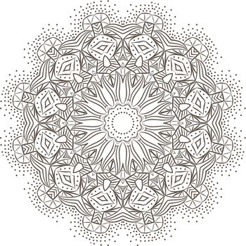 Ethnic Fractal Mandala Vector Meditation looks like Snowflake or Maya Aztec Pattern or Flower too Isolated on White